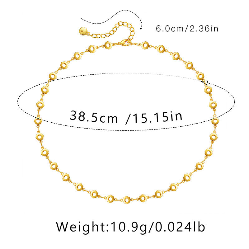 18K Real Gold-Plated Geometric Link Statement Necklace