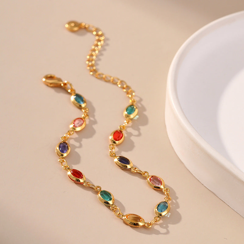 Colorful Gemstone Gold Bracelet