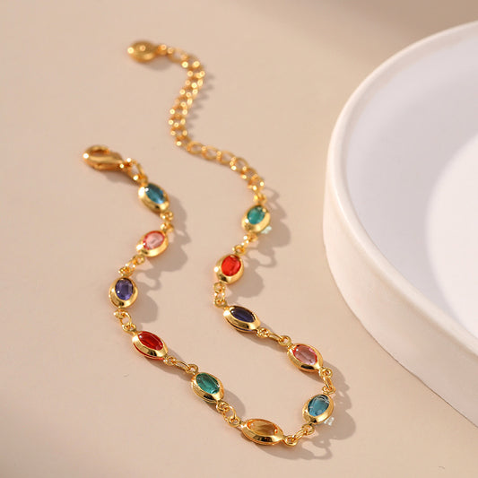 Colorful Gemstone Gold Bracelet