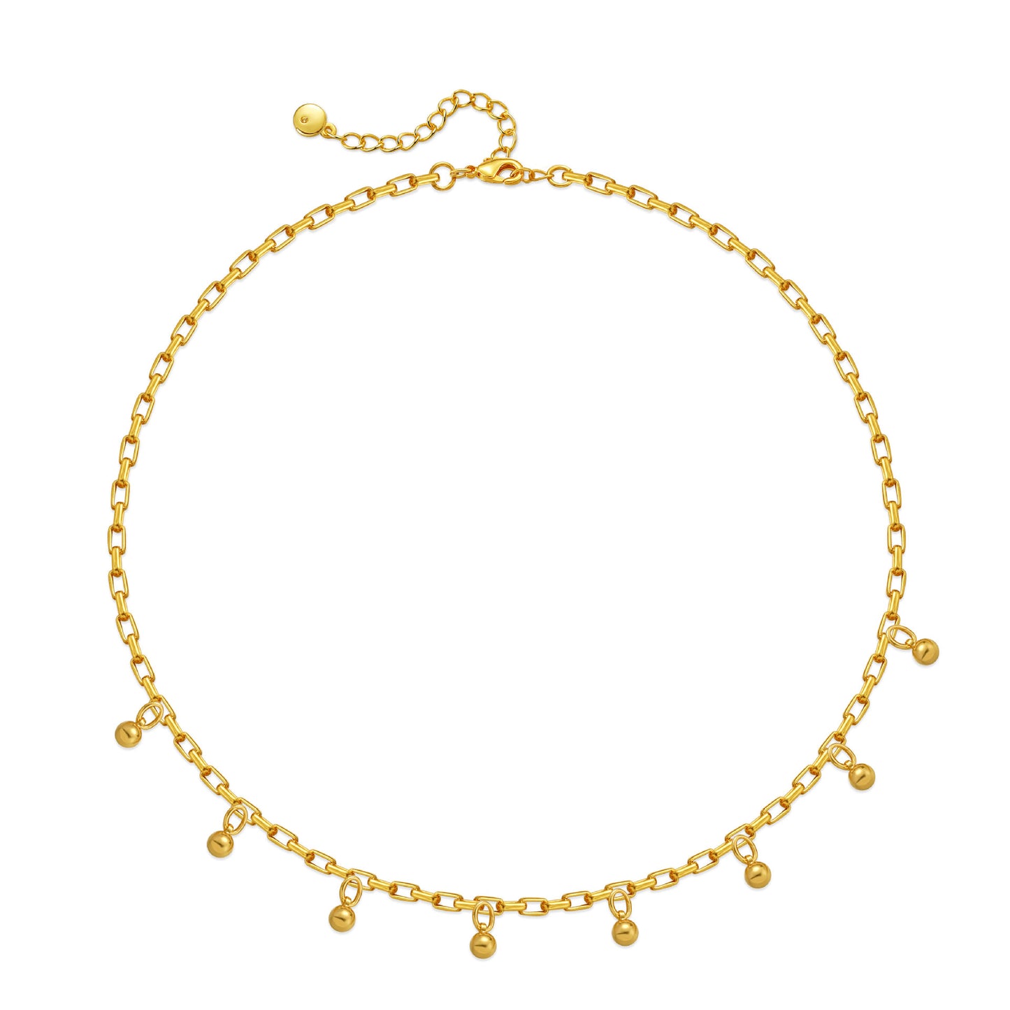 18K Real Gold-Plated Dangle Bead Chain Necklace