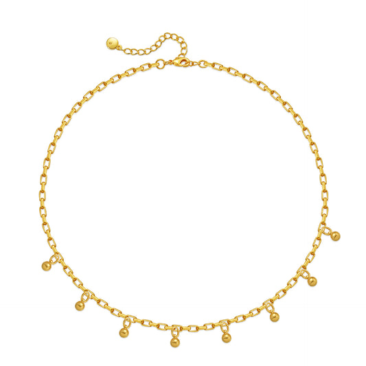 18K Real Gold-Plated Dangle Bead Chain Necklace