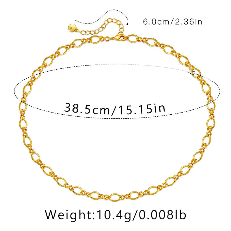 18K Real Gold-Plated Twisted Link Choker Necklace