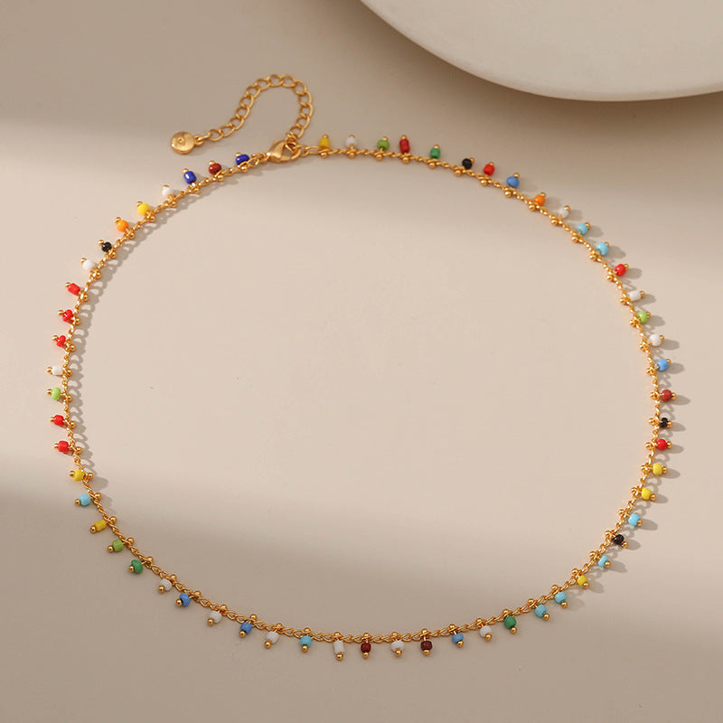 Minimalist Multi-color Beaded Station Necklace