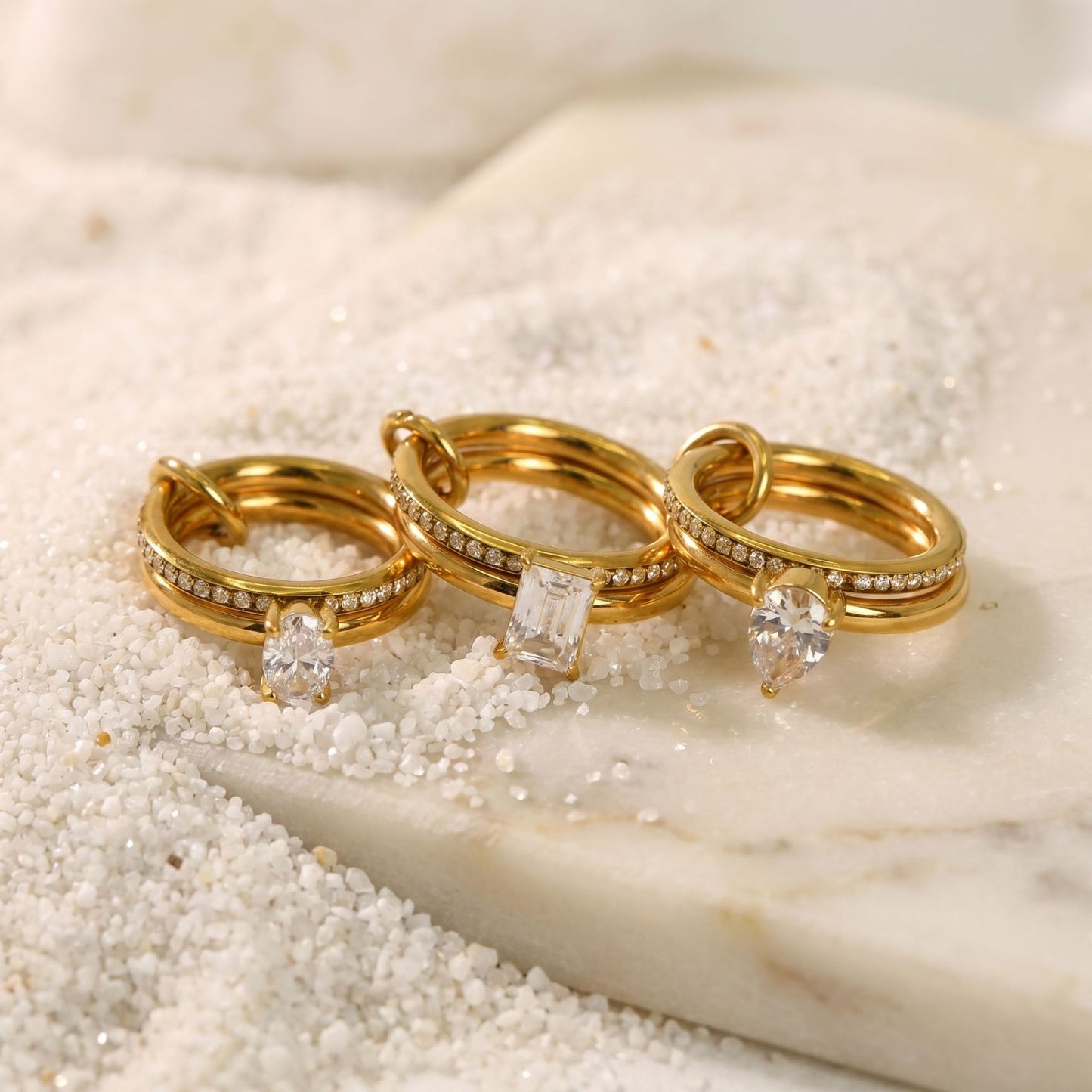 Exquisite 18K Gold Plated Diamond Rings