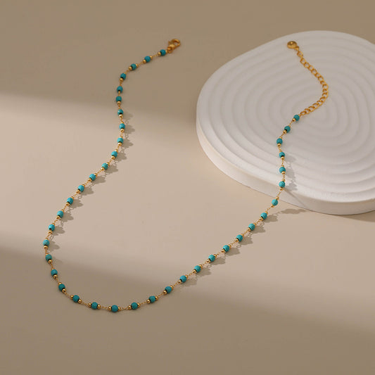 Boho Chic Gold Filled Dainty Beaded Necklace Summer Jewelry