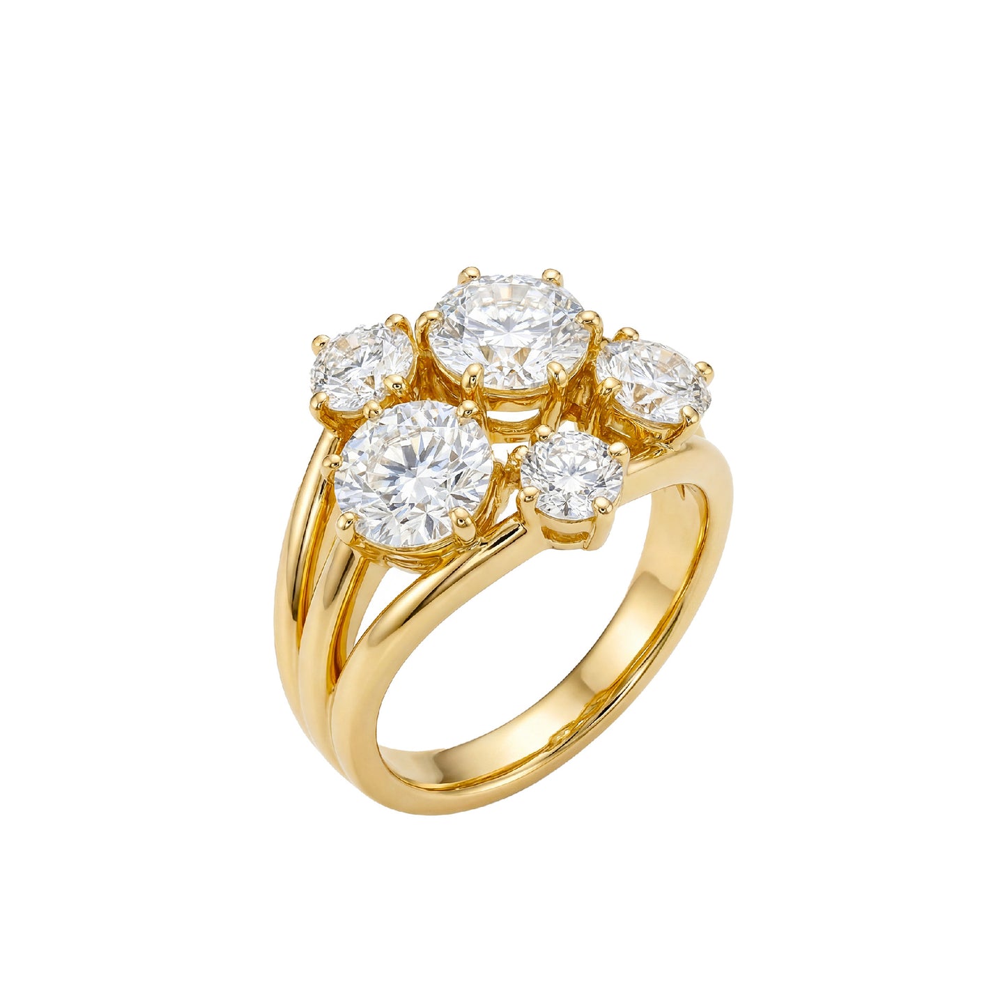 Radiant Multi-Stone Cluster Ring - 18K Gold Plated Design