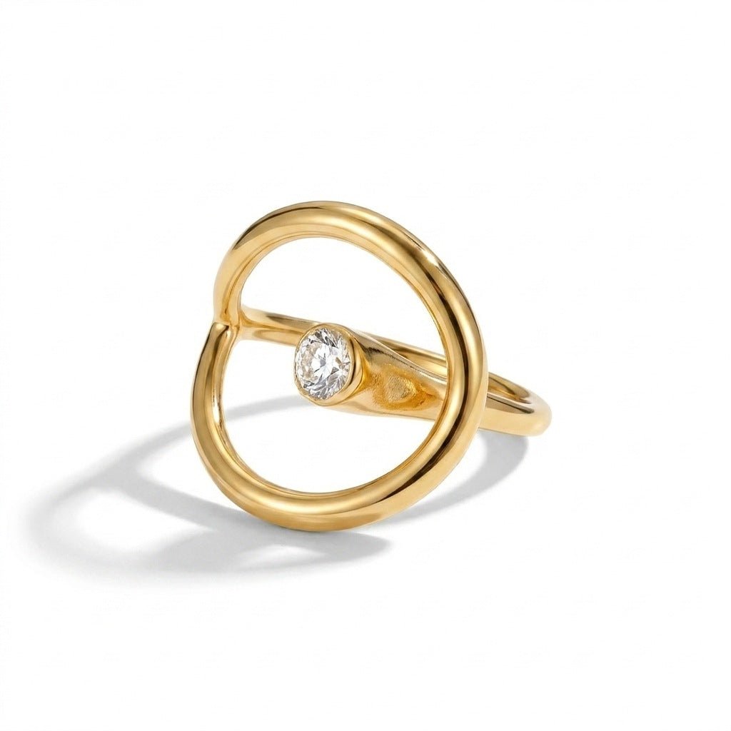 Minimalist Gold Circle Ring | Modern Statement 18K Gold Plated Jewelry