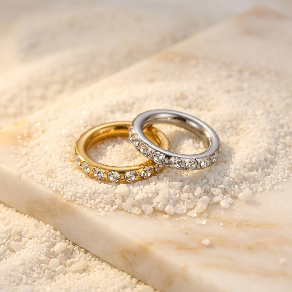 Dainty Eternity Stacking Ring | 18K Gold Plated Cubic Zirconia Band