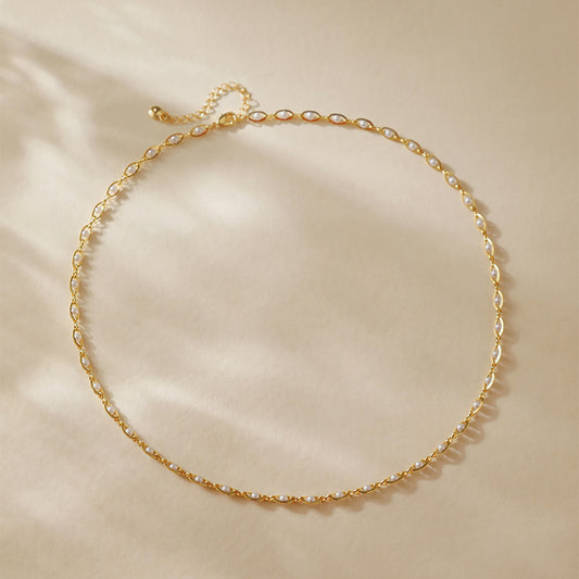 Minimalist Pearl Accent Gold Chain Necklace