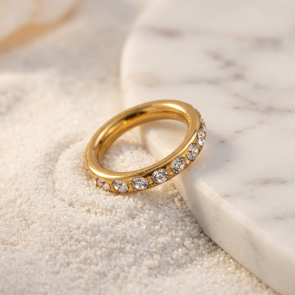 Dainty Eternity Stacking Ring | 18K Gold Plated Cubic Zirconia Band