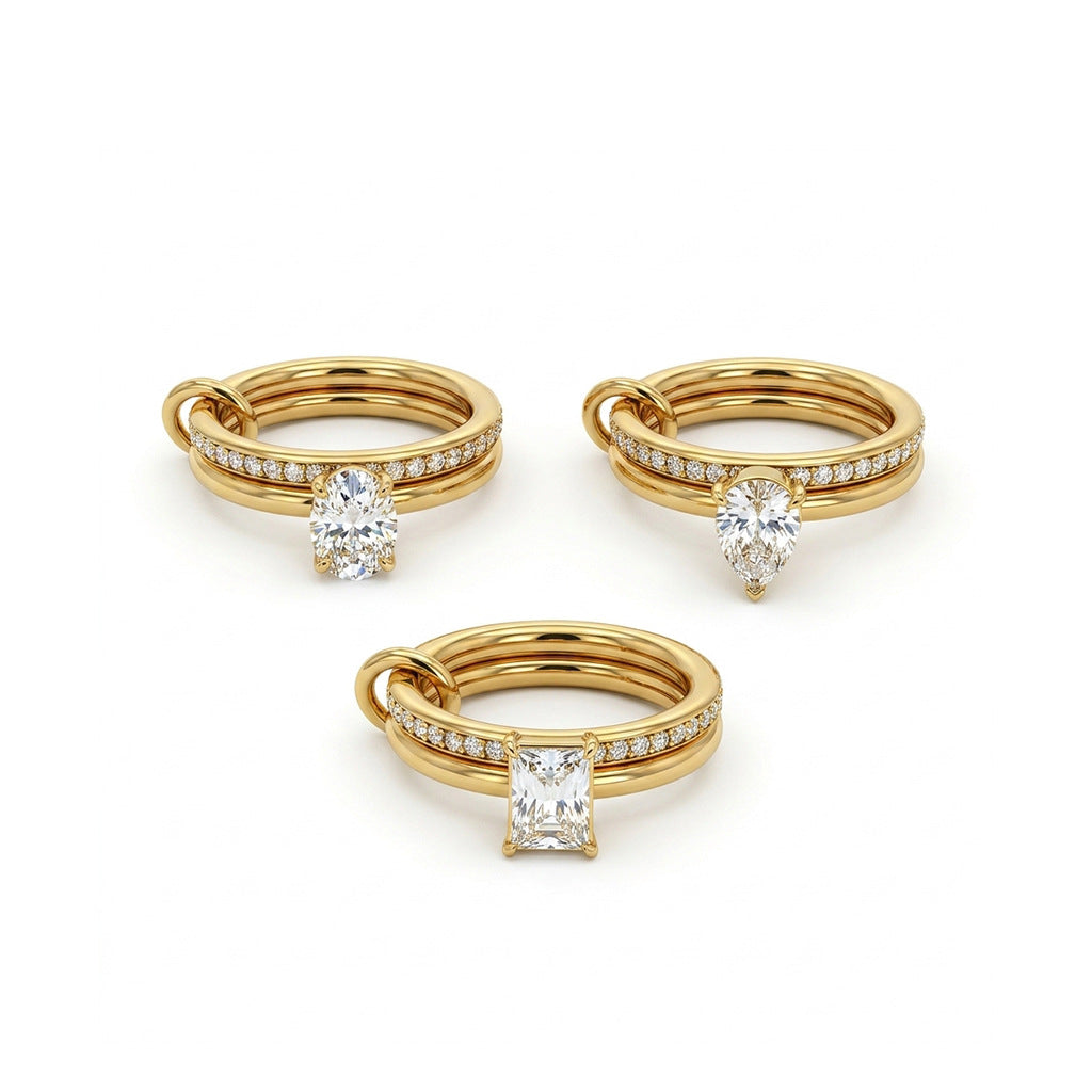Exquisite 18K Gold Plated Diamond Rings