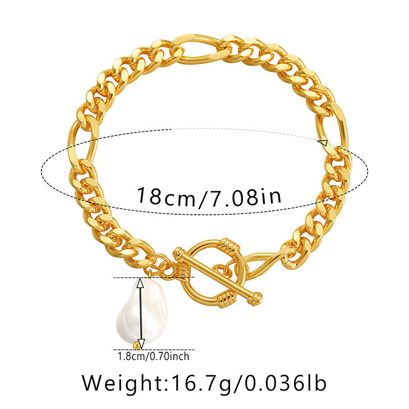 Trendy Pearl Charm Gold Chain Bracelet