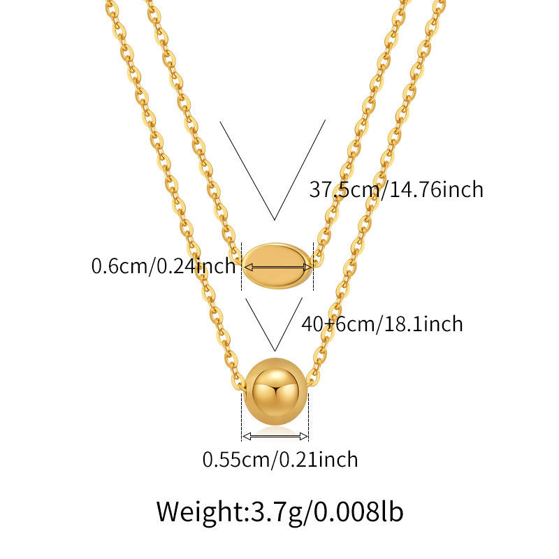 18K Gold-Plated Double-Layer Necklace with Geometric Accents