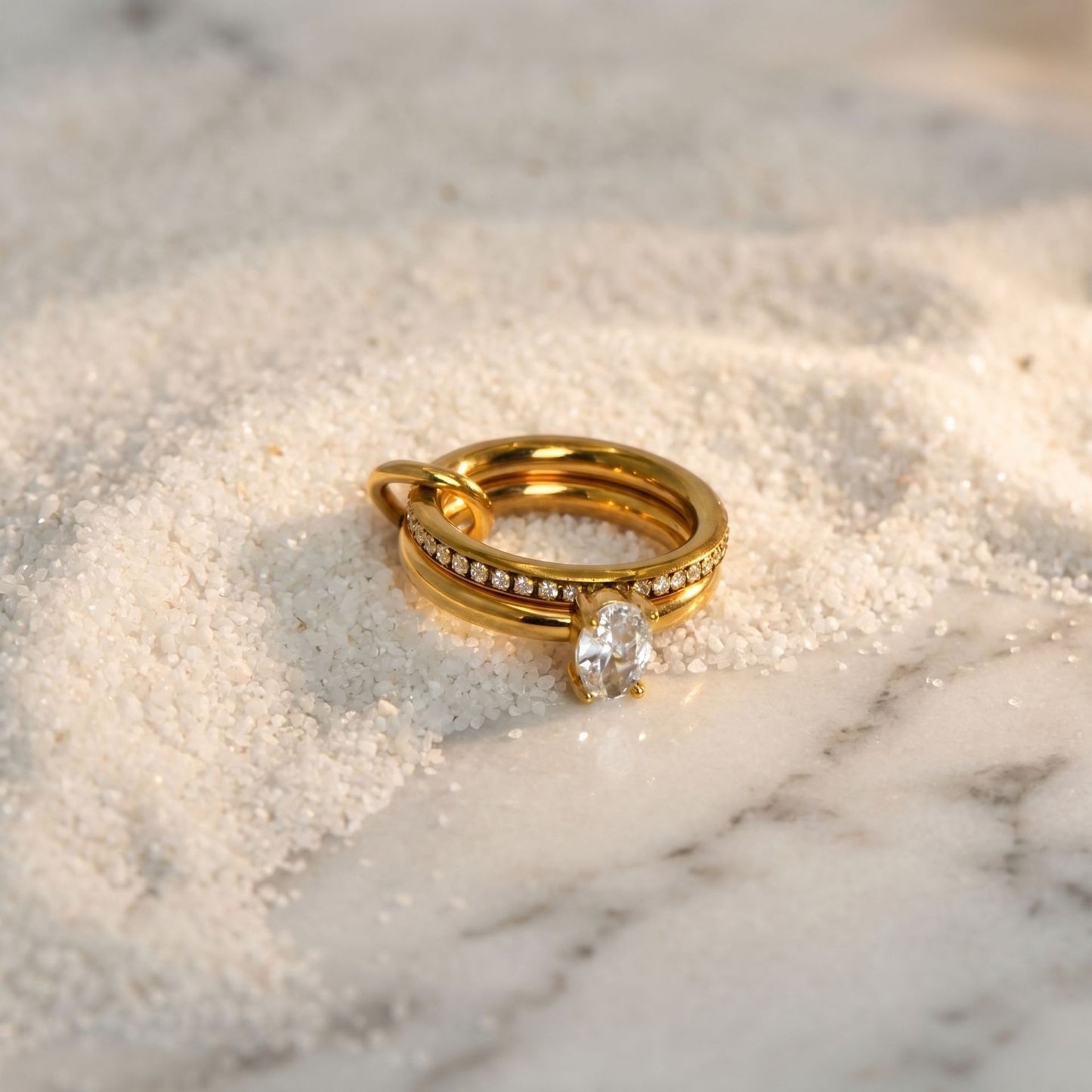 Exquisite 18K Gold Plated Diamond Rings